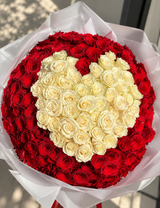 I Love You Baby ❤️❤️❤️ - 150 Long Stem Roses with White Heart 🤍 by Fashion Flowers - view 2