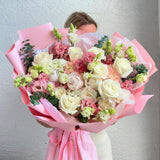 The Magic of Flowers - lisianthus, roses, hydrangeas, peonies and eucalyptus.