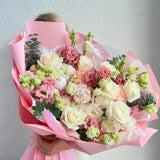 The Magic of Flowers - lisianthus, roses, hydrangeas, peonies and eucalyptus.