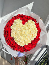 I Love You Baby ❤️❤️❤️ - 150 Long Stem Roses with White Heart 🤍