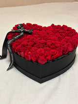 LOVE YOU - Bright Red Roses in Heart | Shaped Box