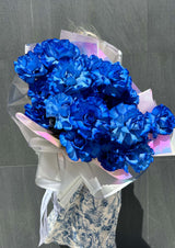 “Perfect blue”- long stem open up blue roses.