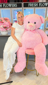 Giant Teddy Bear 59” (150 cm) – White & Pink Plush Gift