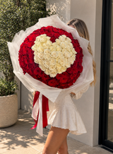 I Love You Baby ❤️❤️❤️ - 150 Long Stem Roses with White Heart 🤍 by Fashion Flowers