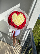 I Love You Baby ❤️❤️❤️ - 150 Long Stem Roses with White Heart 🤍