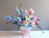 Shadows in Paradise - Elegant Blue Delphinium and Hydrangea Bouquet