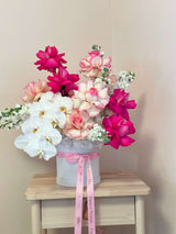 Swan Lake - Captivating Bouquet of Pink Roses, Matthiola, Hydrangeas, Orchids