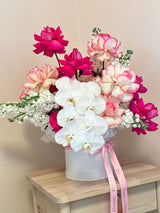 Swan Lake - Captivating Bouquet of Pink Roses, Matthiola, Hydrangeas, Orchids