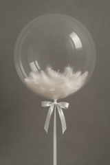 Transparent Feather Balloons – Luxury Clear Balloon Bouquet with White Feathers