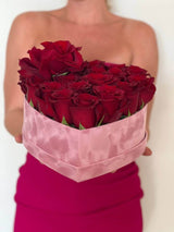 Red heart - heart ❤️ shaped box with red roses.