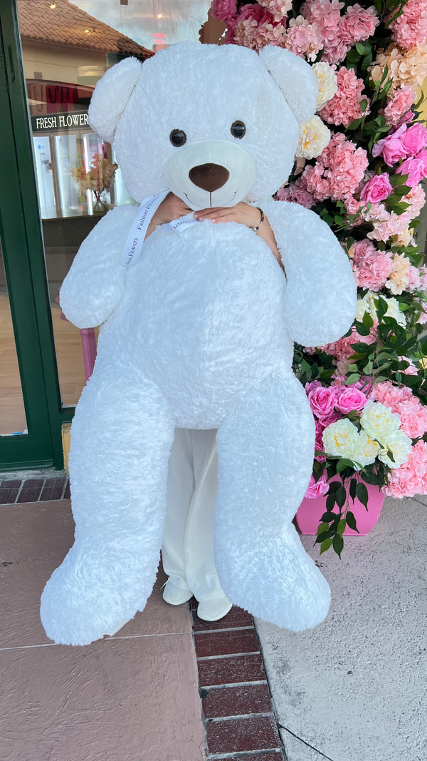 Giant Teddy Bear 59” (150 cm) – White & Pink Plush Gift