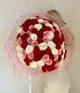 Pretty Mix - Beautiful Mix of Red, White, and Pink Roses