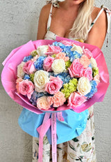 Boy or Girl? - Enchanting Blue, Green, Pink, and White Flower Bouquet