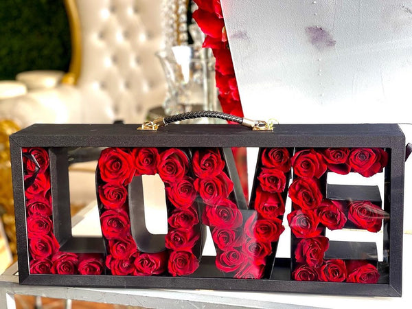 LOVE ❤️ - Red Roses in a Box with LOVE Letters