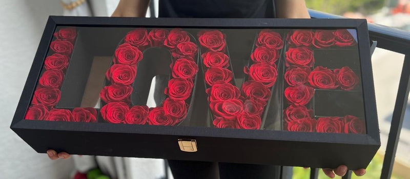 LOVE ❤️ - Red Roses in a Box with LOVE Letters