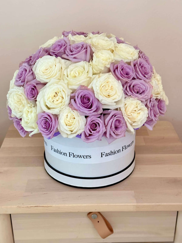 Blueberry Ice Cream - Exquisite Mix of White and Purple Roses