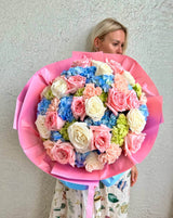 Boy or Girl? - Enchanting Blue, Green, Pink, and White Flower Bouquet