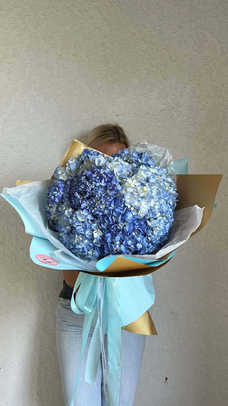 Blue Moon - Fluffy Blue Hydrangeas Bouquet