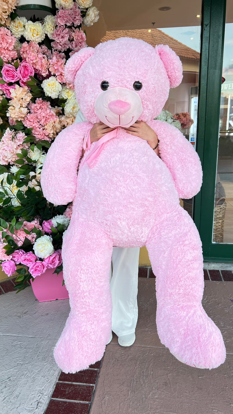 Giant Teddy Bear 59” (150 cm) – White & Pink Plush Gift