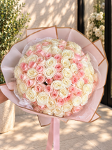 Light Pink and White Roses - Delicate Bouquet of Pink and White Roses by Fashion Flowers
