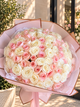 Light Pink and White Roses - Delicate Bouquet of Pink and White Roses by Fashion Flowers - view 2
