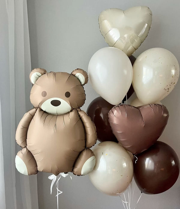 Teddy Bear Balloon Bouquet – Neutral Baby Shower & Birthday Set