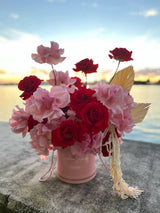 Beautiful Flamingo - Red and Pink Roses in a Round Box